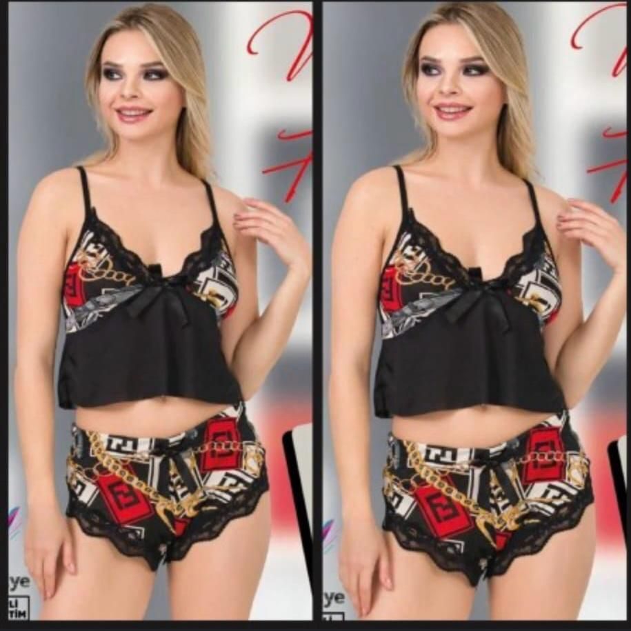 cf47f3f2-a4b1-4dce-ab85-e51cd8a182a6 Pijama scurta sexy dama Elisa negru color - imagine 1
